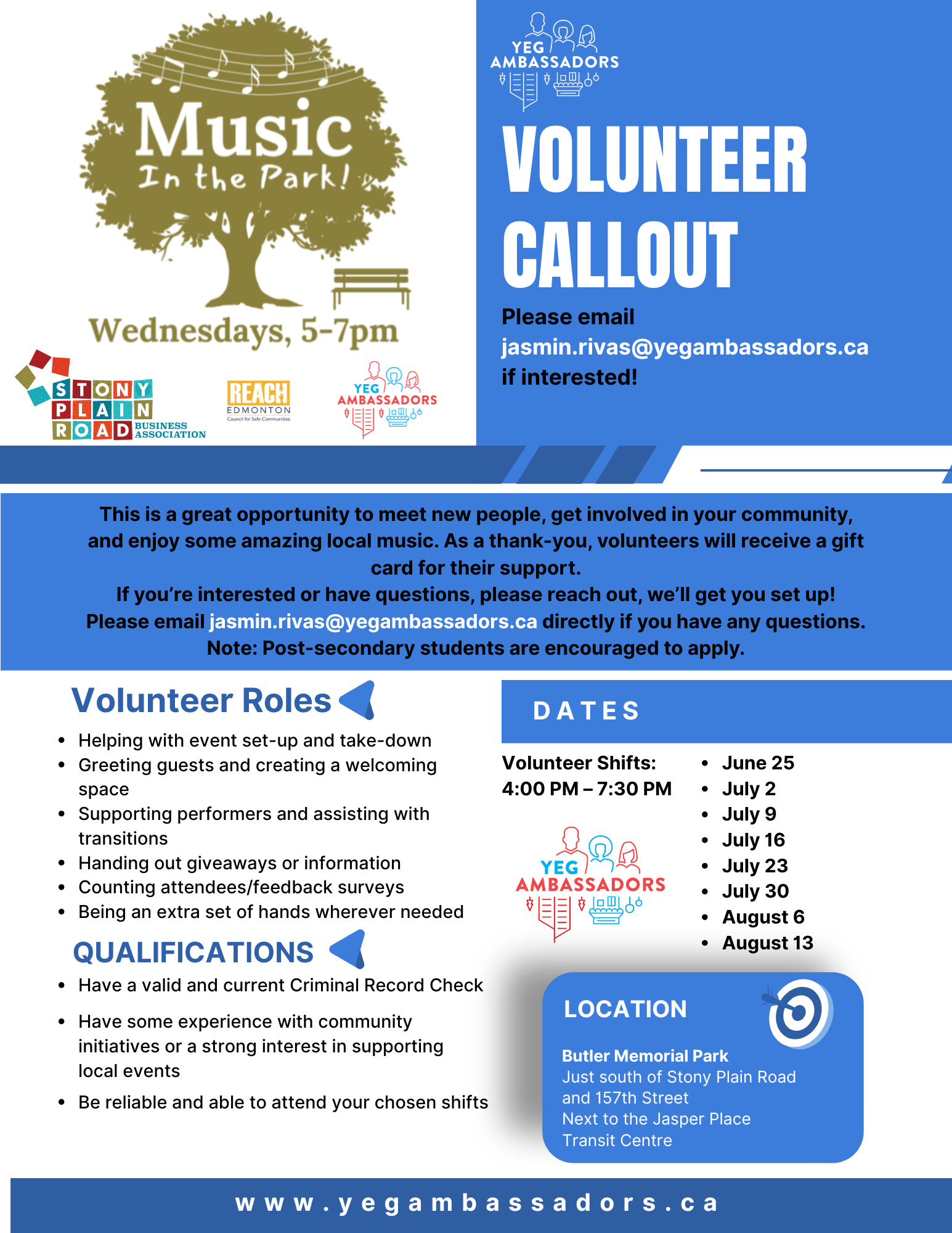 Blue and White Modern Volunteer Needed Flyer